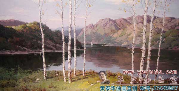 白桦林a?白桦树林风景油画作品